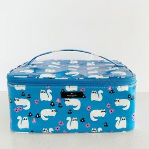 Kate Spade Daycation Cat Posy Large Colin Print Cosmetic Train Case RARE